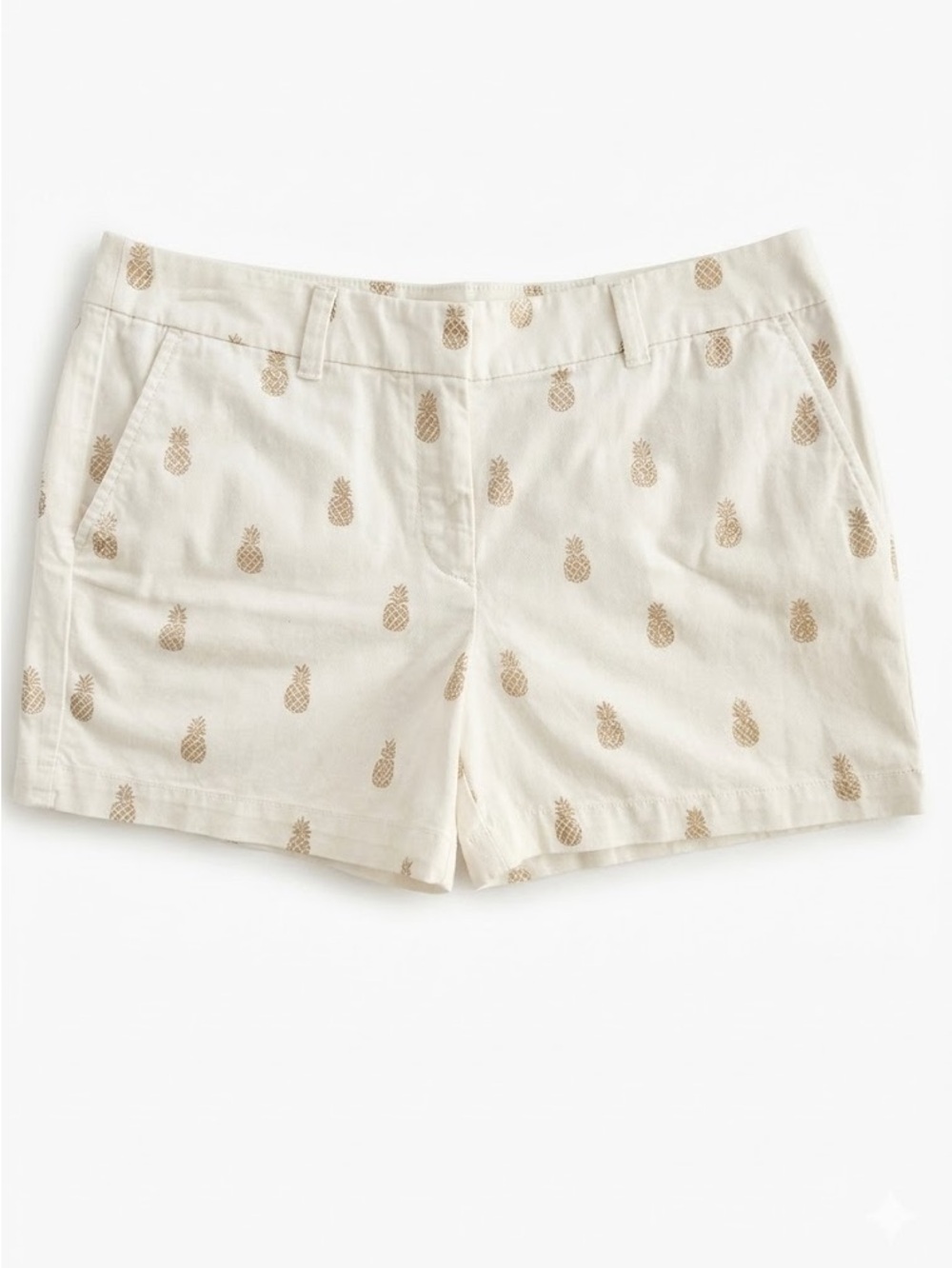 NWT Loft White and Gold Pineapple Print Shorts Size 6